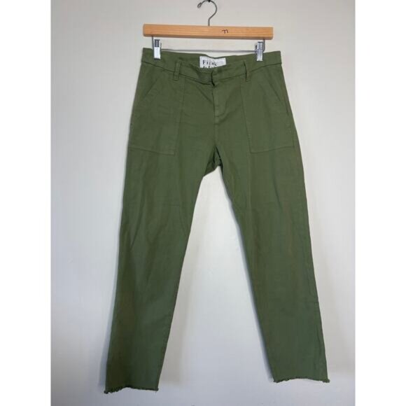 NEW Frank & Eileen Blackrock Utility Frayed Hem Pants Women's Army Size: 6 - Picture 2 of 7